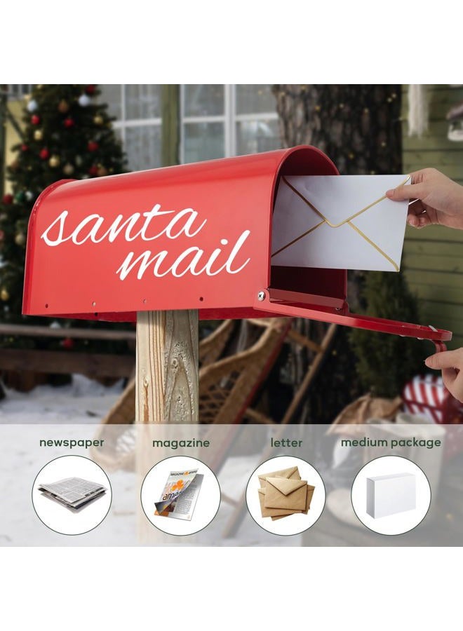RAINHOL Metal Mailboxes for Outside Post Mount, Galvanized Steel Standard Mail Box, 20 x 8.9 x 6.7 inches, Medium Compacity, Red Mailbox - Image 2