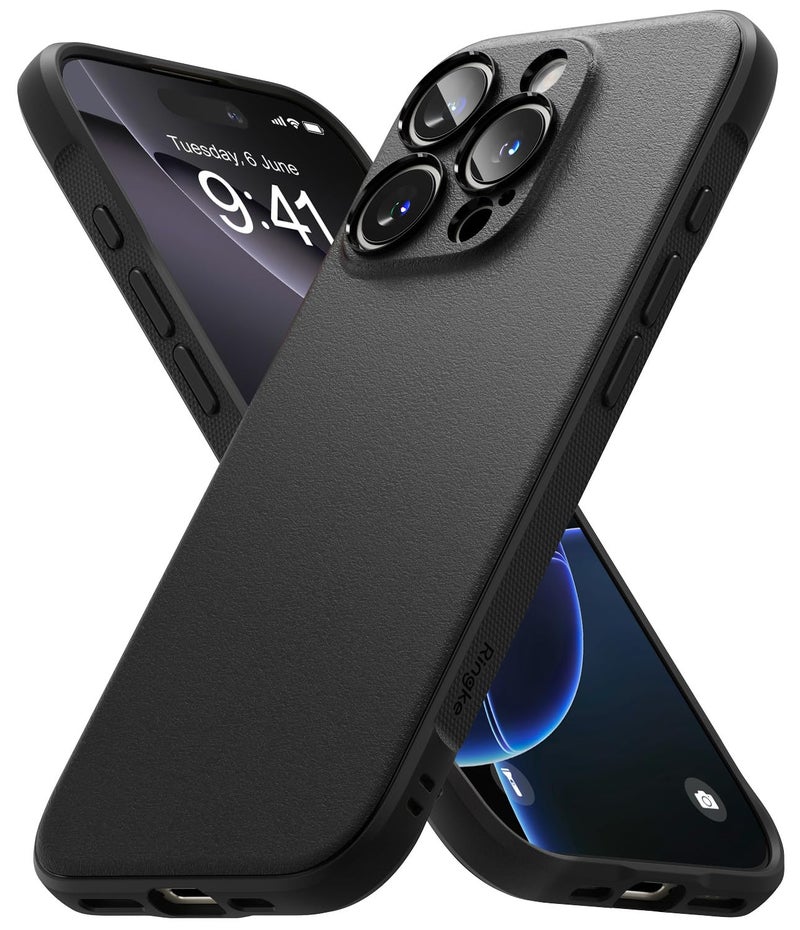 Ringke Onyx for iPhone 16 Pro Max Case, [Feels Good in The Hand] Oil & Dirt Resistant, Individual Lens Covers for Cameras, Non-Slip Enhanced Grip Lightweight Cover - Black