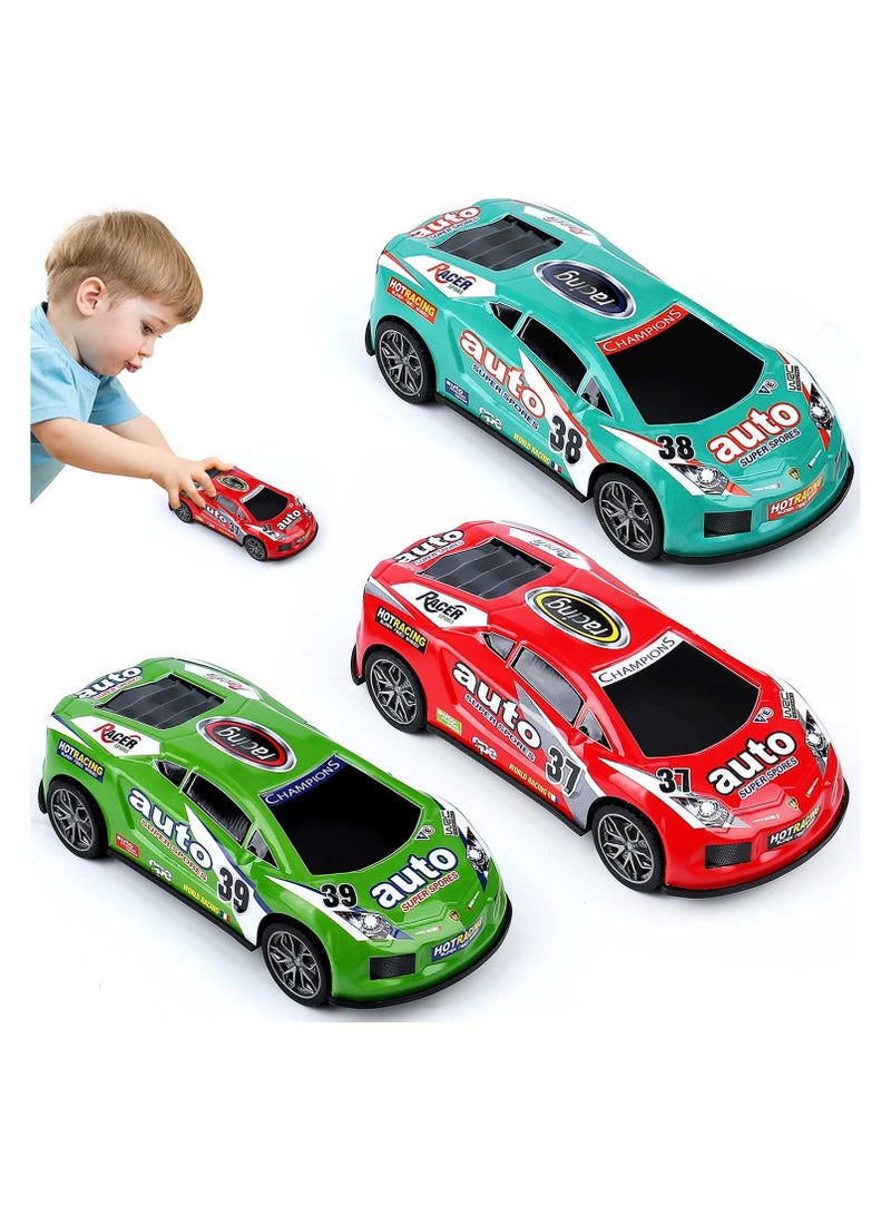 SYOSI 7-Inch Friction Powered Car Toys Set, Push and Go Pull Back Trucks, 3-Pack Wind Up Race Cars, Perfect Toy Set for Toddlers, Kids Ages 3-7, Ideal for Boys and Girls Birthday Party Gifts - Image 1