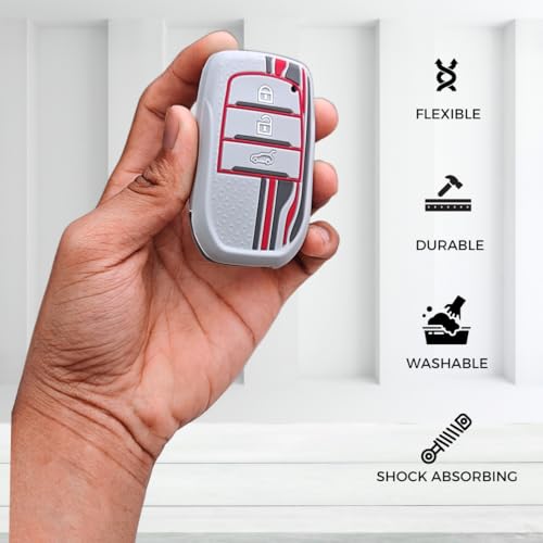 Keycept™ Tristar Key Cover for Toyota Innova Hycross | Fortuner | Hilux | Innova Crysta | Fortuner Legender | Land Cruiser | Suzuki Invicto 2/3 Button Smart Key. (Grey) - Image 5