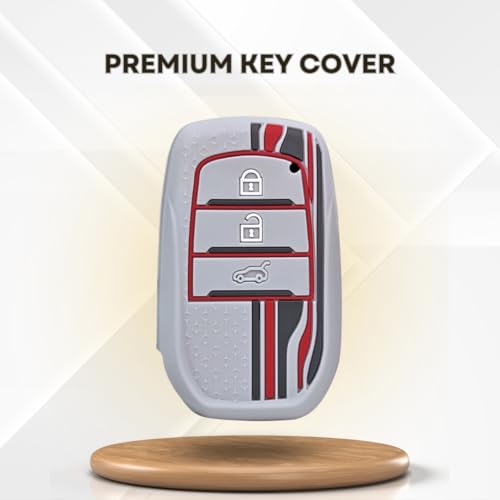 Keycept™ Tristar Key Cover for Toyota Innova Hycross | Fortuner | Hilux | Innova Crysta | Fortuner Legender | Land Cruiser | Suzuki Invicto 2/3 Button Smart Key. (Grey) - Image 4