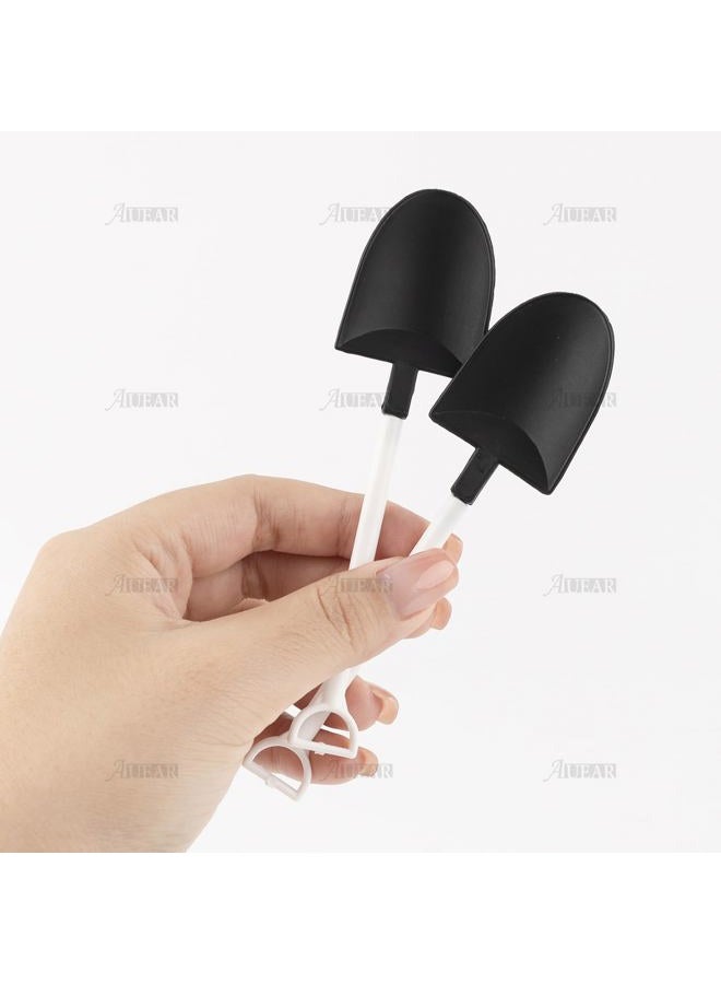 AUEAR 100 Pack Mini Shovel Shape Spoons Black Plastic Shovel Disposable Cute Dessert Spoons for Ice Cream Pudding Yogurtn - Image 3