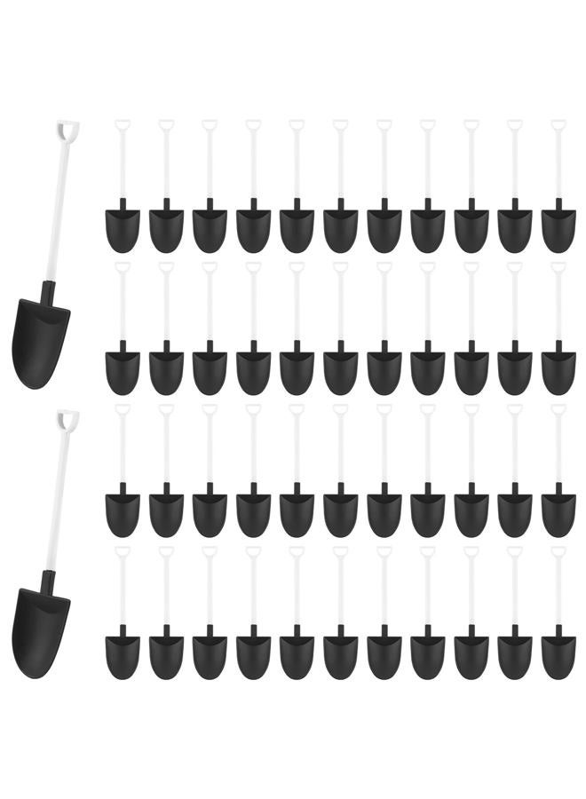 AUEAR 100 Pack Mini Shovel Shape Spoons Black Plastic Shovel Disposable Cute Dessert Spoons for Ice Cream Pudding Yogurtn - Image 1
