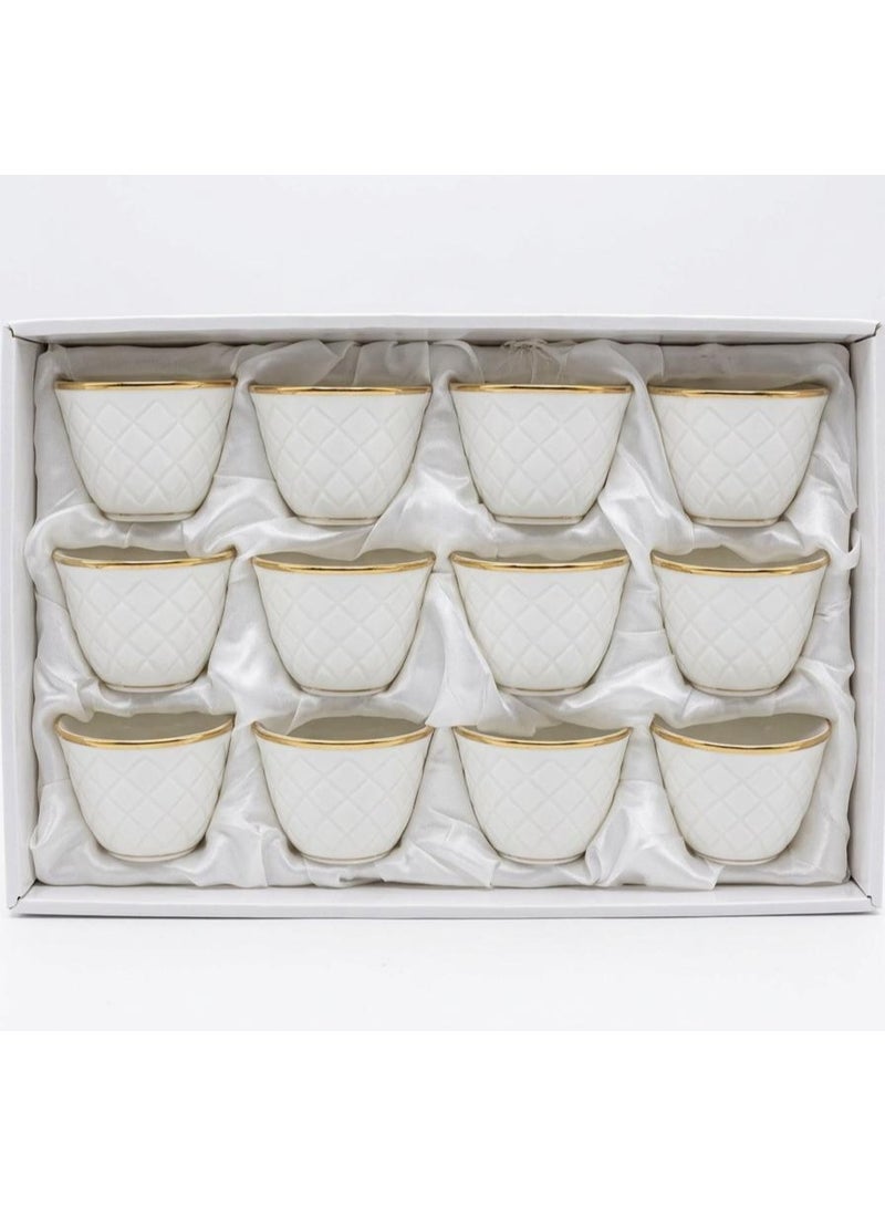 AKDC Cv Ceramic 12Pcs Cawa Cup White With Gold 100Ml - Image 1