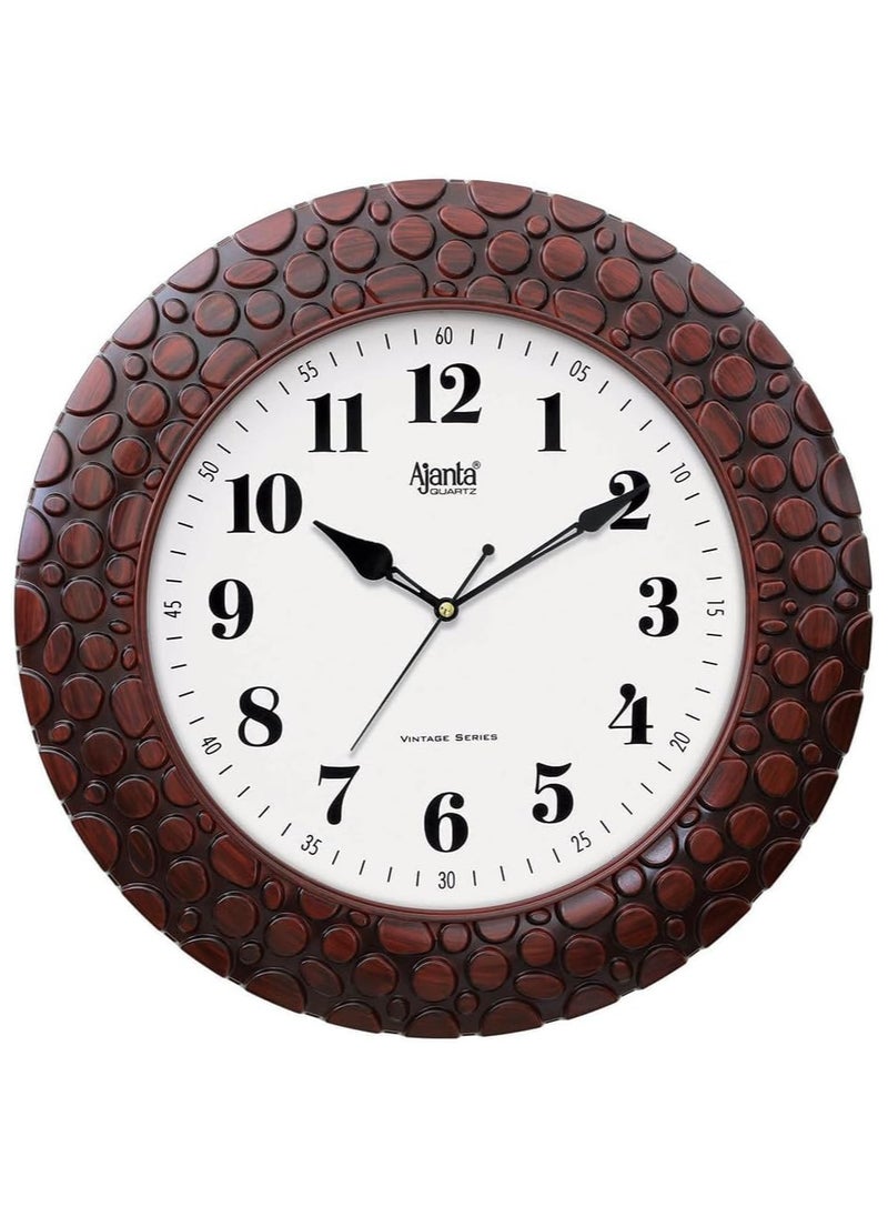 Ajanta Ajanta Plastic Wall Analogue Clock 14 Inches Vintage Sweep Wall Clock(No Tik Tik), Brown  - Image 1