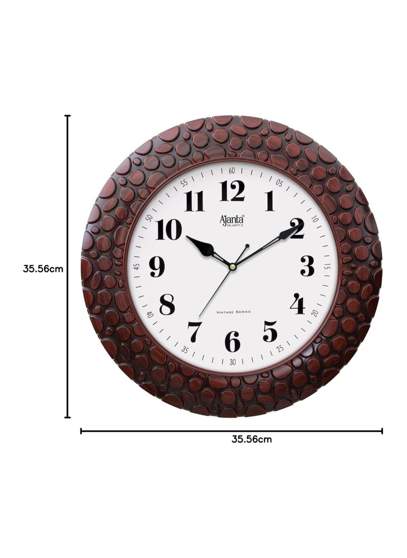 Ajanta Ajanta Plastic Wall Analogue Clock 14 Inches Vintage Sweep Wall Clock(No Tik Tik), Brown  - Image 2