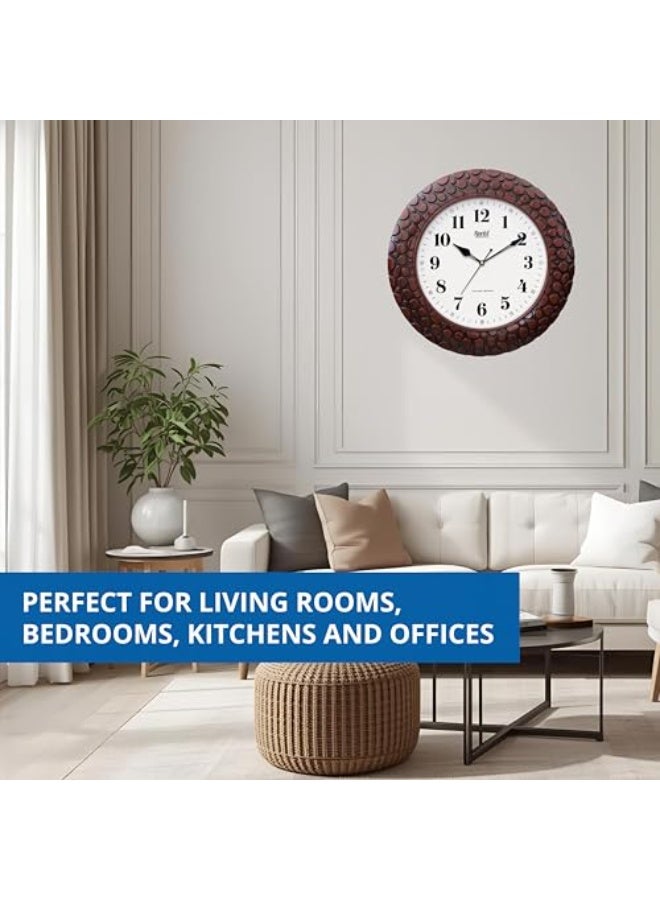 Ajanta Plastic Wall Analogue Clock 14 Inches Vintage Sweep Wall Clock(No Tik Tik), Brown - Image 3