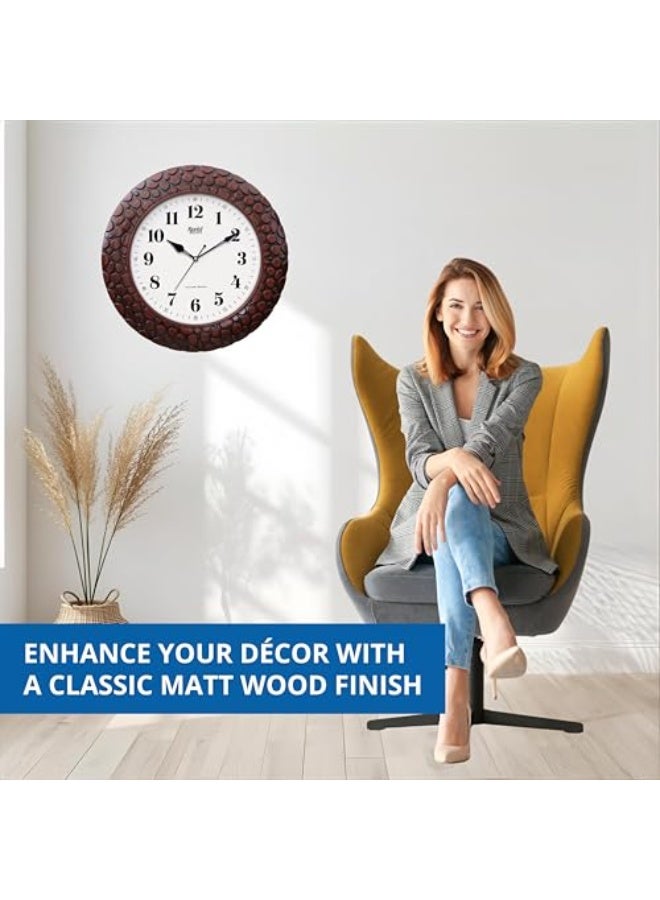 Ajanta Plastic Wall Analogue Clock 14 Inches Vintage Sweep Wall Clock(No Tik Tik), Brown - Image 4