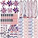 Thuodo 156 PCS 4th of July Accessories Patriotic Party Favors American Flags Glasses Slap Bracelets Pinwheels Tattoo Stickers Brooches Beards Necklaces for Independence Day Memorial Day - Image 3