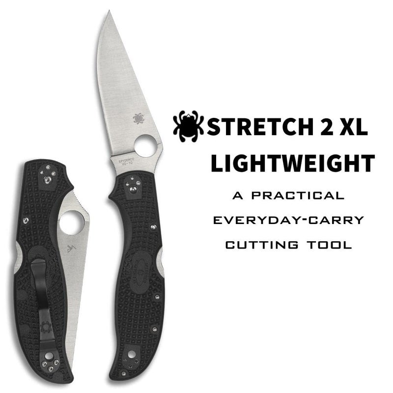 Spyderco سكين جيب خفيف الوزن سبايدركو ستريتش 2 XL بتوقيع مع شفرة من فولاذ VG-10 بطول 3.43" ومقبض FRN أسود - حافة مركبة - C258PSBK - Image 2