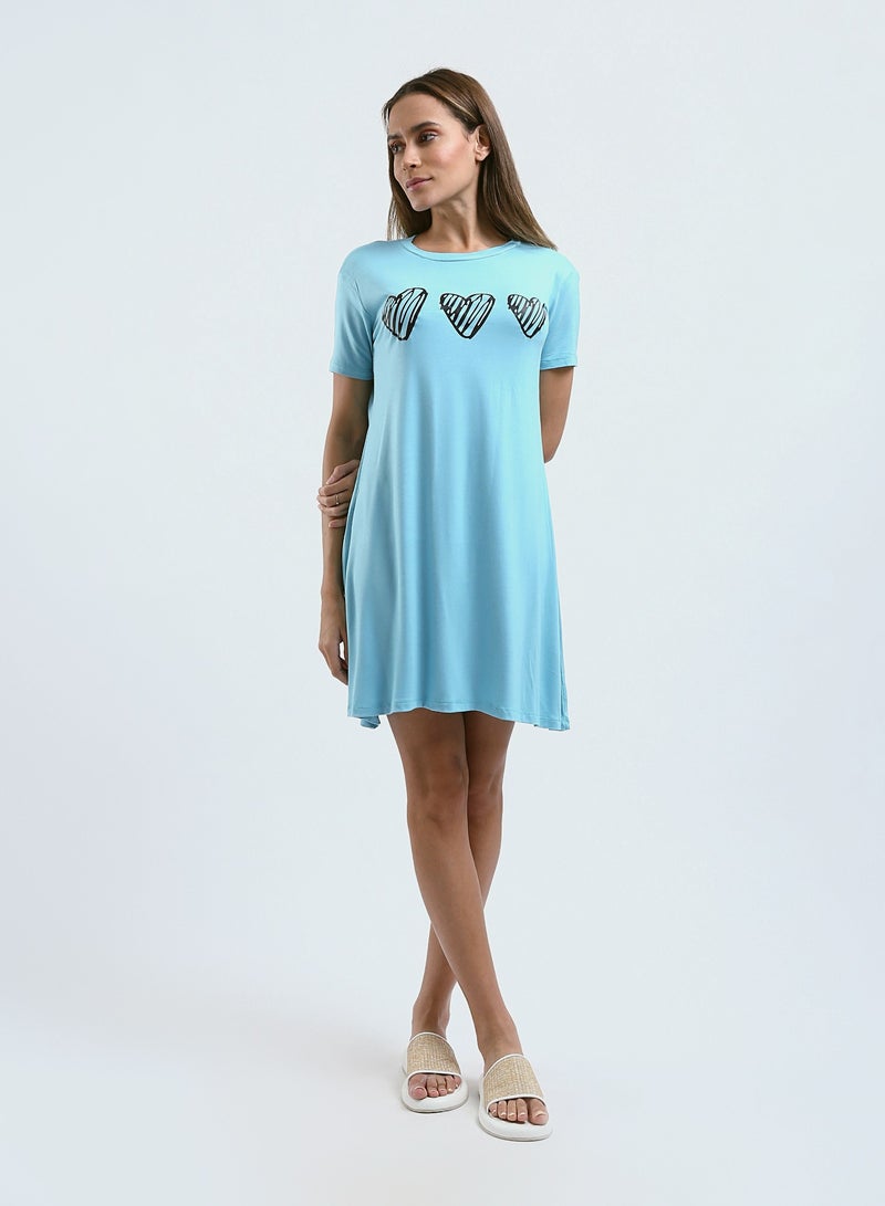 Mesery Sleepshirt Cotton Short Sleeves Printed  - Image 1