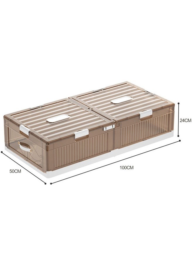 NKX - Space-Saving Drawer-Style Folding Under Bed Storage Box with Wheels 24cm - Image 1