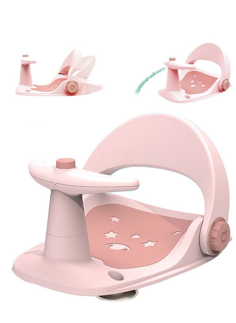 MIXDE Baby Bath Seat for Tub Sit Up Shower Chair,Collapsible Infant Toddler Bathtub Seat for 6 to 36 Months,Non-Slip Soft Mat,Adjustable Backrest Support,Secure Suction Cups  - Image 1