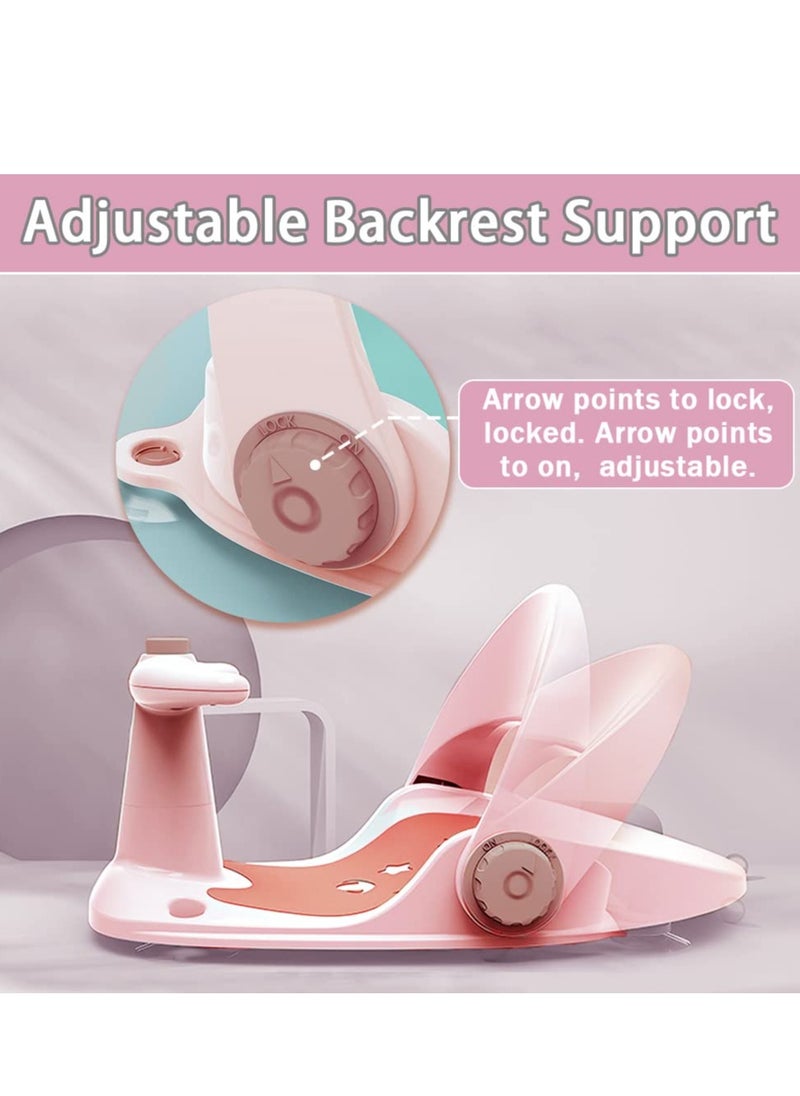 MIXDE Baby Bath Seat for Tub Sit Up Shower Chair,Collapsible Infant Toddler Bathtub Seat for 6 to 36 Months,Non-Slip Soft Mat,Adjustable Backrest Support,Secure Suction Cups  - Image 3