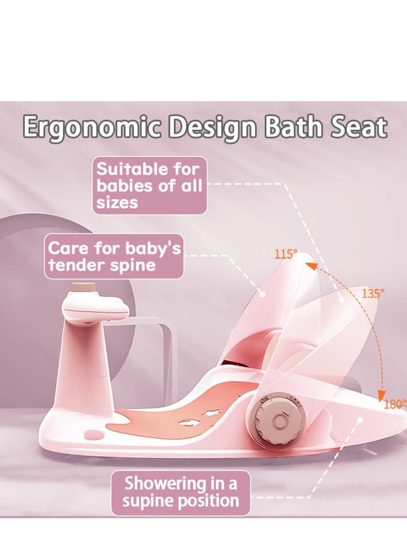 MIXDE Baby Bath Seat for Tub Sit Up Shower Chair,Collapsible Infant Toddler Bathtub Seat for 6 to 36 Months,Non-Slip Soft Mat,Adjustable Backrest Support,Secure Suction Cups  - Image 4