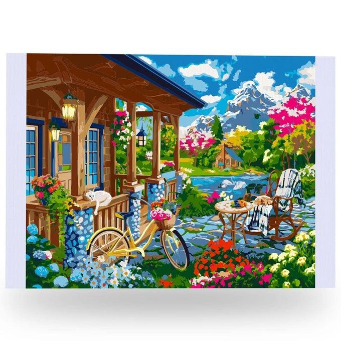 PAINT BY NUMBERS KIT FOR ADULTS BEGINNER TO ADVANCED NUMBER PAINTING KIT FUN DIY ARTS CRAFTS COLOR BY NUMBERS FOR ADULTS KITS INCLUDE COLORFUL HOUSE NEAR THE LAKE 16 X 20 UNFRAMED