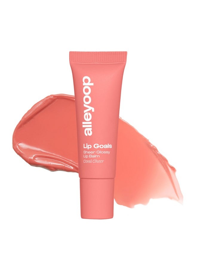 ALLEYOOP Alleyoop Glossy Lip Balm - Lip Goals, Coral Cheer (Sheer Coral Pink) - Hydrating & Moisturizing Lip Care for Cracked Lips - Natural Plumping Lip Moisturizer That Smooths, Soothes, & Protects - Vegan  - Image 1
