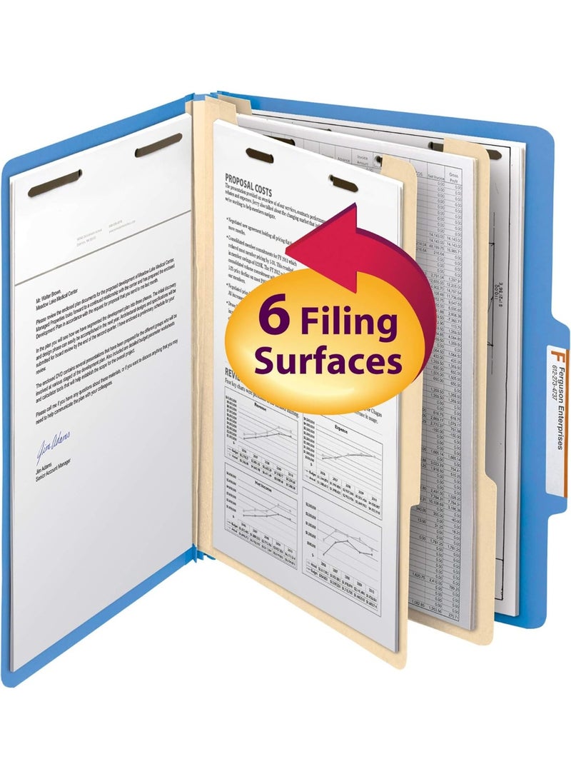 Smead Classification File Folder, 2 Dividers, 2" Expansion, 2/5-Cut Tab, Letter Size, Blue, 10 per Box (14001) - Image 2