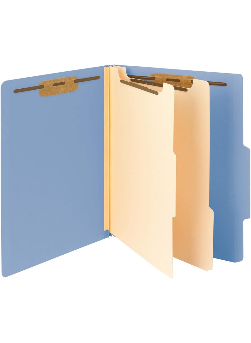 Smead Classification File Folder, 2 Dividers, 2" Expansion, 2/5-Cut Tab, Letter Size, Blue, 10 per Box (14001) - Image 1