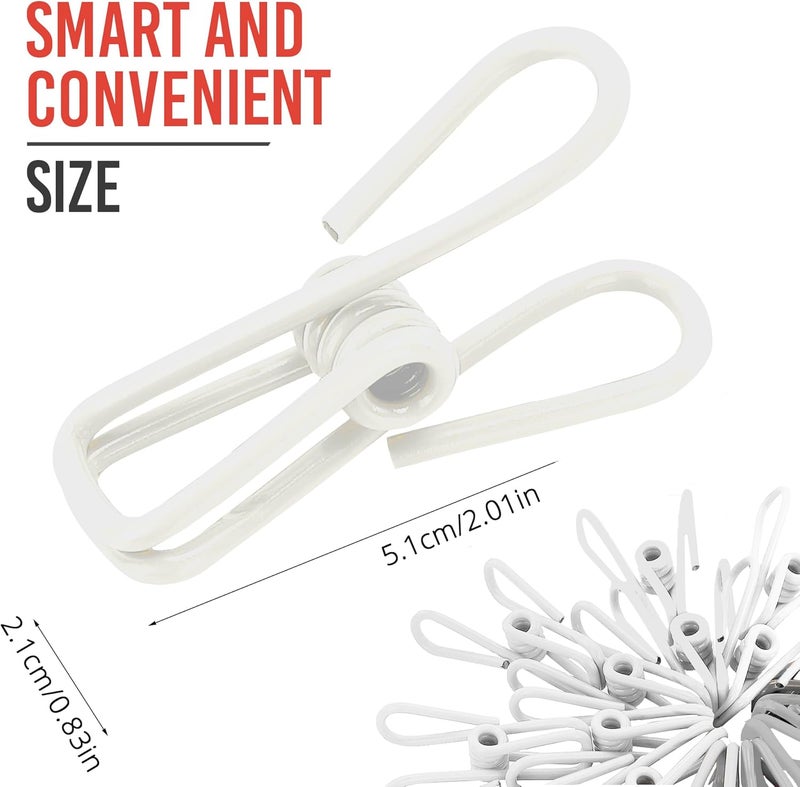 Riveda 30 Pack White Chip Bag Clips for Food - PVC 2 Inch Coated Sealer for Sealing Food - Paper Holder, Clothesline Clip for Laundry Hanging, Kitchen Bags, Multipurpose Clothes Pins - Image 2
