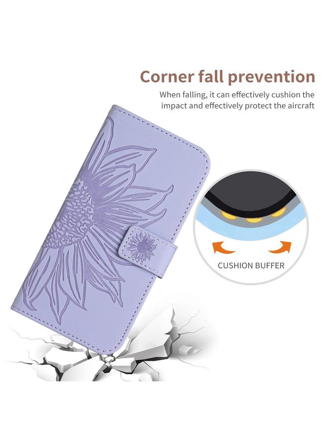 S-TOP Case For Samsung Galaxy S24 5G Skin Feel Sun Flower Embossed Flip Leather Phone Case with Lanyard - Image 5