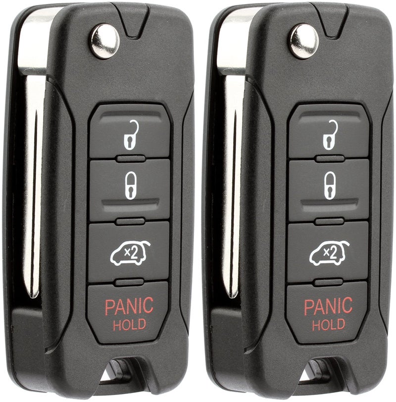KeylessOption Keyless Entry Remote Control Car Flip Key Blade Fob Uncut Blank Chip Transponder Replacement (Pack of 2) - Image 2
