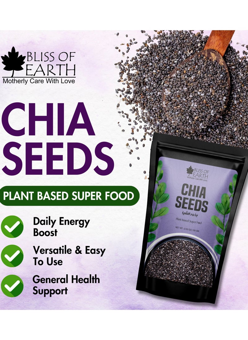 BLISS OF EARTH Chia Seeds for Weight loss Rich with Fiber and Omega 3 Superfood 100g Pack of 3  - Image 3