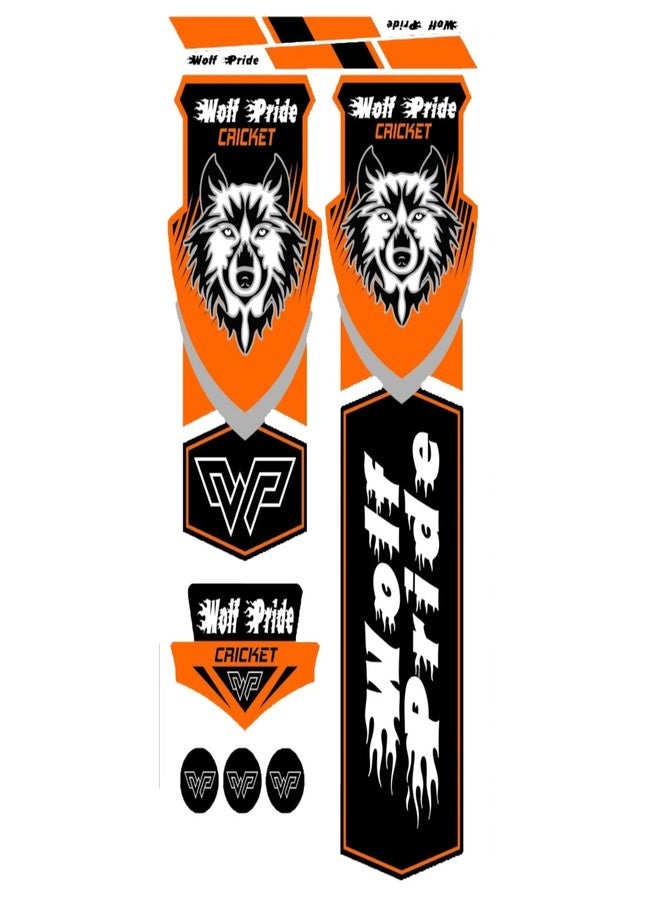 Wolf Pride Vinyl Cricket Bat Sticker (Orange) - Image 1