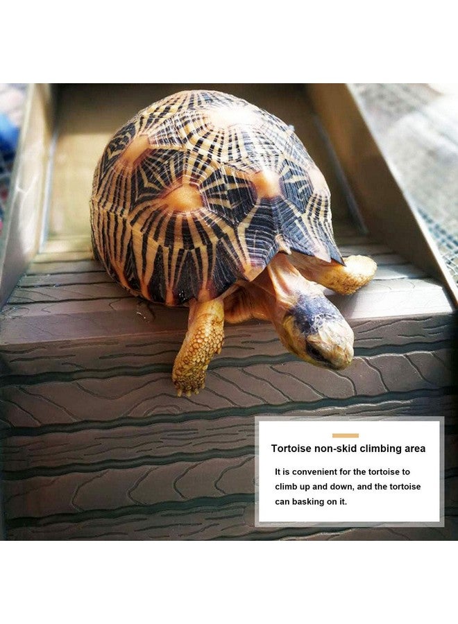 kathson Reptile Tortoise Turtle Feeding Dish with Ramp and Basking Platform Plastic Turtle Food and Water Bowl Also Fit for Bath Horned Frogs Lizards Amphibians (Brown, Emulational Wood) - Image 3