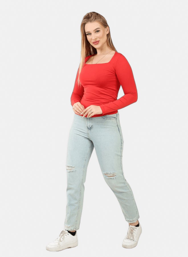 LAVEX Women Square Neck Long Sleeve Top - Image 1