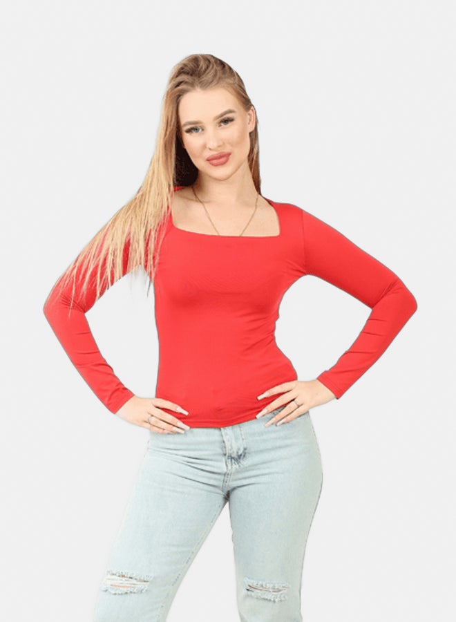 LAVEX Women Square Neck Long Sleeve Top - Image 2