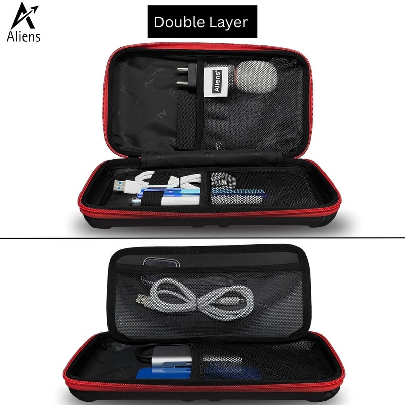 Aliens Large Travel Gadget Organiser Case Bag, Hardshell ABS Material, Shockproof, Water-Resistant Travel Storage Pouch for HDD/SSD, Gadget Organiser,Cable,Charger,Smartphone,airpods,Power Bank-Black - Image 3