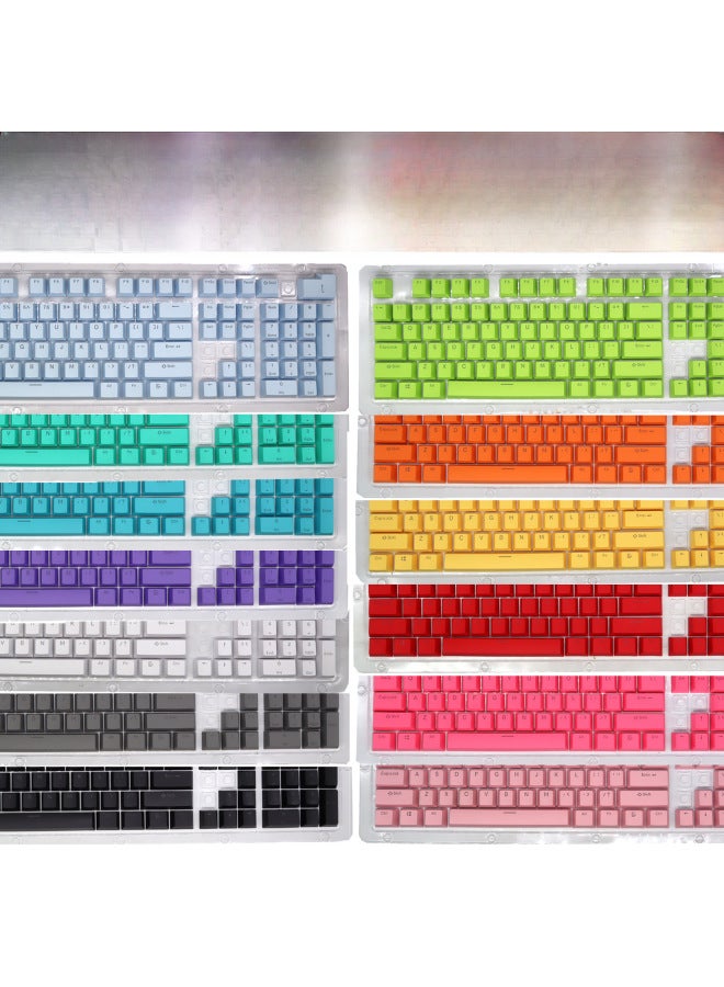 104 Key PBT Material Color Keyboard Cap ABS Two-color Injection Molding Closed Character Light Transmission Height Mechanical Keyboard Key Cap-Color:Purple-PBT (not Keyboard But Keycap)