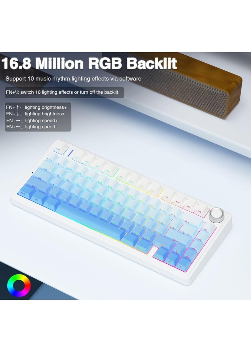 AULA F75 Pro Gasket Mounted Wireless Gaming Mechanical Keyboard RGB Customized 75% Layout Side engraving PBT Keycaps, Blue color, Star Vector Axis - Image 4