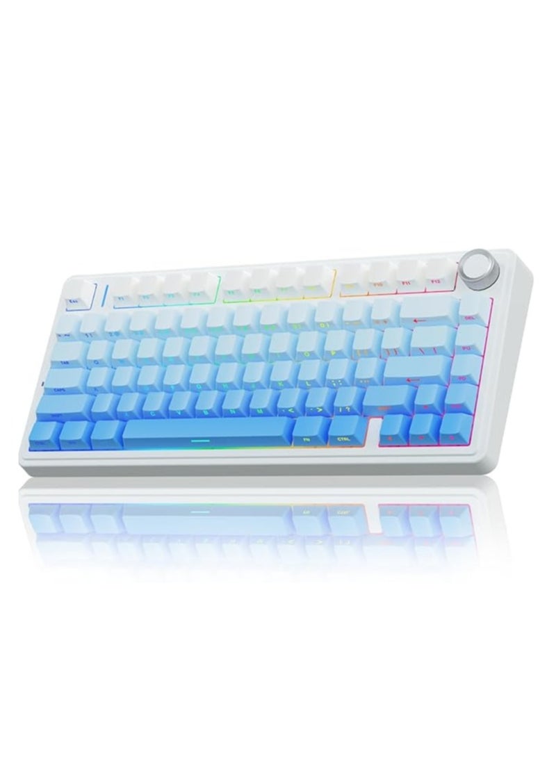 AULA F75 Pro Gasket Mounted Wireless Gaming Mechanical Keyboard RGB Customized 75% Layout Side engraving PBT Keycaps, Blue color, Star Vector Axis - Image 2