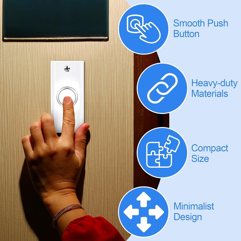 Dreyoo Lighted Metal Doorbell Push Button, Vintage Doorbell Push LED Buttons Replacement Most Chimes, Wall Mounted Door Bell Buttons Use in Home, Universal Garage Door Opener Switch (White) - Image 4