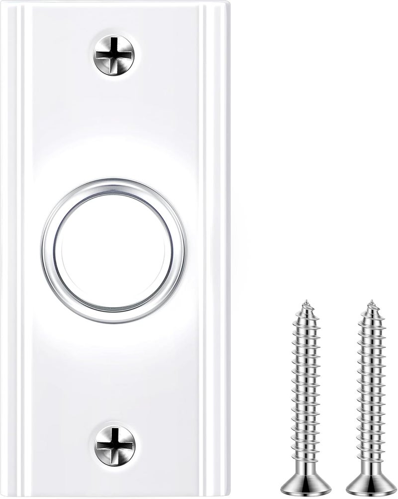 Dreyoo Lighted Metal Doorbell Push Button, Vintage Doorbell Push LED Buttons Replacement Most Chimes, Wall Mounted Door Bell Buttons Use in Home, Universal Garage Door Opener Switch (White) - Image 1