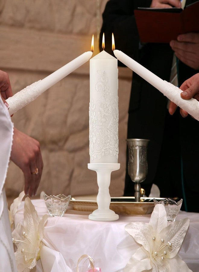 Irenare Unity Candles with Holder for Wedding Ceremony Wedding Decortions Accessories Glass Candle Holder Pillar Candle for Formal Events Church (Ceramics) - Image 2