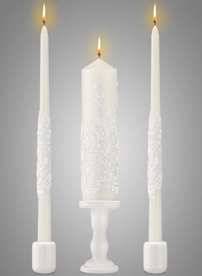 Irenare Unity Candles with Holder for Wedding Ceremony Wedding Decortions Accessories Glass Candle Holder Pillar Candle for Formal Events Church (Ceramics) - Image 1