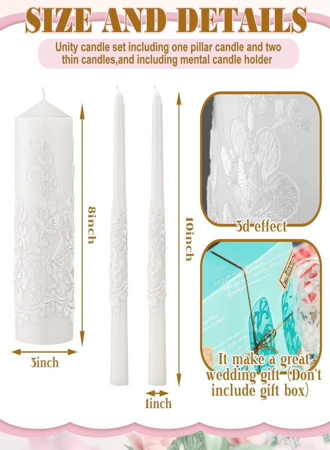 Irenare Unity Candles with Holder for Wedding Ceremony Wedding Decortions Accessories Glass Candle Holder Pillar Candle for Formal Events Church (Ceramics) - Image 5