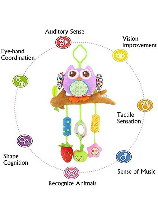 SMILE BABY Plush Hanging Toy Rattles for Crib and Stroller Keep Your Baby Entertained and Engaged. Soft, Colorful, and Safe, They Stimulate Sensory Development and are Perfect for Playtime Fun(OWL) - Image 5
