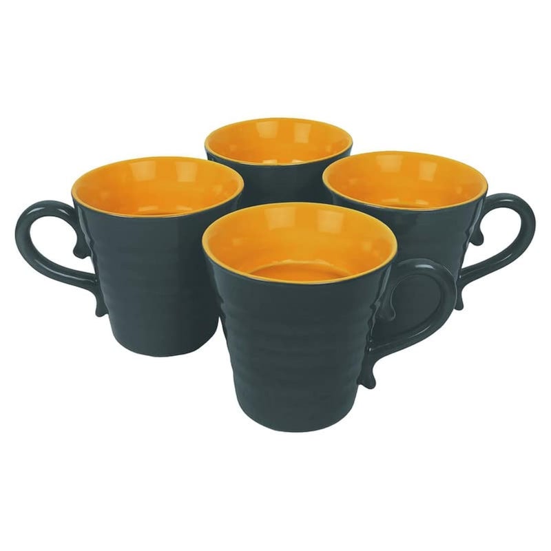 Kittens KITTENS Large Blooming Coffee Mugs, 300 ml, Grey and Yellow, Set of 4 - Image 1