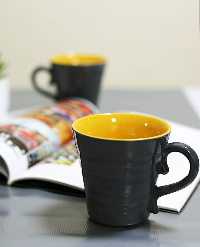 Kittens KITTENS Large Blooming Coffee Mugs, 300 ml, Grey and Yellow, Set of 4 - Image 3