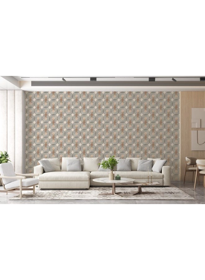 Home Gallery Terracotta Ethnic Fabric Wallpaper Covers An Area ​​Up To 4.2Mx3M With Adhesive  And Smoothing Tool  - Image 2