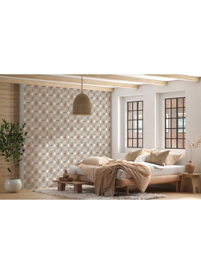 Home Gallery Terracotta Ethnic Fabric Wallpaper Covers An Area ​​Up To 4.2Mx3M With Adhesive  And Smoothing Tool  - Image 4