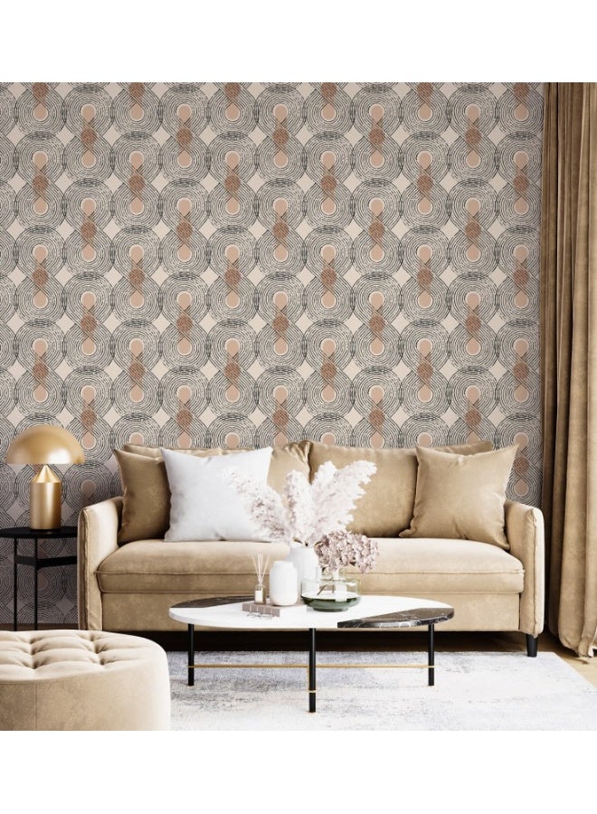 Home Gallery Terracotta Ethnic Fabric Wallpaper Covers An Area ​​Up To 4.2Mx3M With Adhesive  And Smoothing Tool  - Image 5