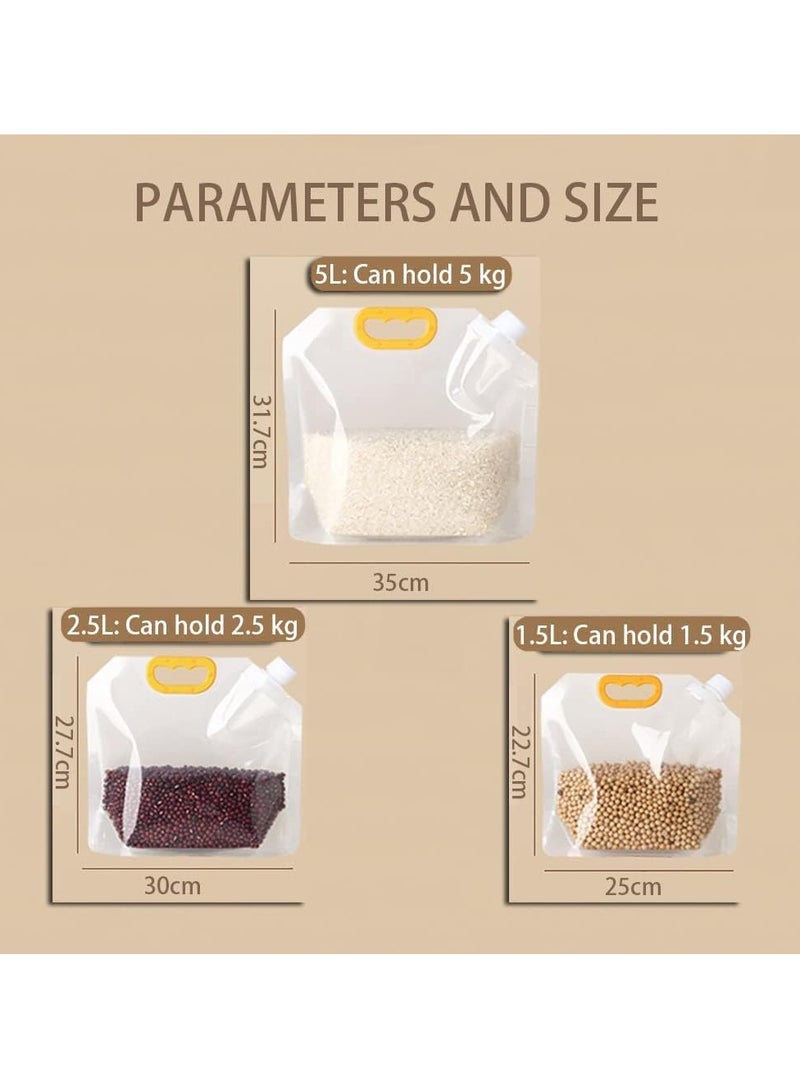 Hihonor 5Pcs Multigrain Storage Bags,Grain Moisture-Proof Sealed Bag,Food Storage Pouches,Airtight Packaging Baggies, Reusable and Stand Up Storage for Beans,Candy,Liquid Storage with Funnel (1.5L)  - Image 2