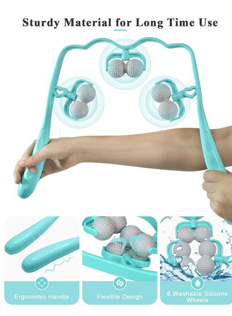 general Upgrade Neck Massager, Neck Massager for pain relief deep tissue, 6 Balls Massage Roller,Manual Neck Massager, Shoulder Massager, Handheld Neck and Back Massager Roller Legs Shoulder Relaxer - Image 3