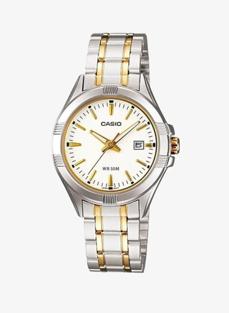 Casio Women's Analog Display Watch With Two Tone Stainless Steel Strap - LTP-1308SG-7A