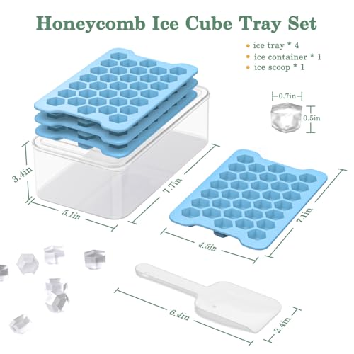 FDDAI Small Ice Cube Tray for Freezer: FDDAI Easy Release Ice Cube Maker - Plastic Stackable Cubed Ice Trays and Bin - Making Tiny Honeycomb Icecubes - Image 5